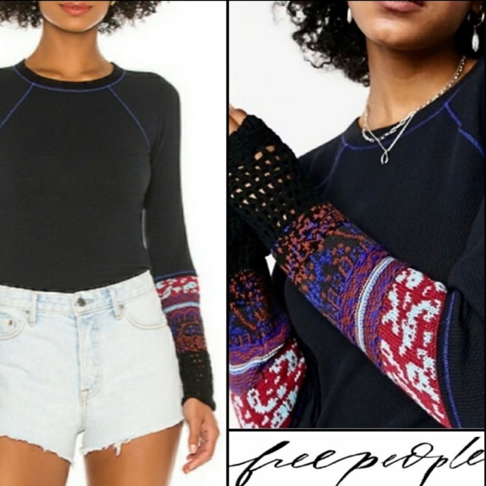 Free People Thermal crotchet sleeves small